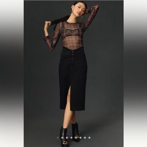 Anthropologie Black Pilcro Denim Skirt